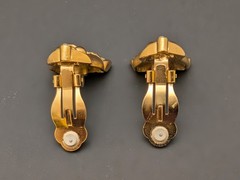 VTG Jackie Collins Panther Earrings Green Eyes Gold Tone Clip On Designs Signed
