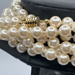 Vintage Glass Faux Pearl Necklace Hand Knotted Ultra Long 100” Flapper Rope