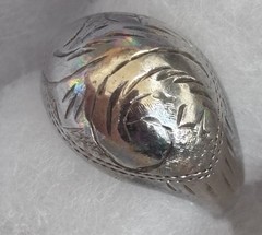 Vintage 925 Sterling Silver Engraved Signet Ring Leaf Floral Design Size 6.5