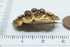 ANTIQUE ENGLISH 15K GOLD AMETHYST HAIR LOCKET PIN BROOCH c1830