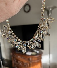 🔥Vint. AB Clear-Champagne Rhinestone Necklace Not Signed (was $99)