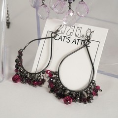 Dark Gothic Romance Black & Purple Filigree, Chandelier, & Faceted Crystal Mix