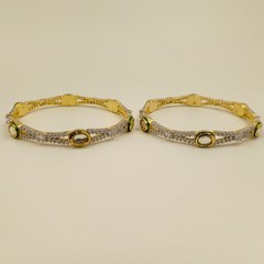 Bridal Wedding Kundan Meenakari Bangles 22k Gold Plated CZ South Indian Jewelry