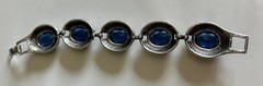 Vintage Silver Tone Blue Faceted Glass Bracelet Victorian Revival Gothic Style