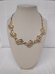 Vintage Costume Necklace Rhinestones Gold Tone Pristine Condition Coro-like
