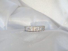 Vintage Sterling Silver 925 Emerald Cut Cubic Zirconia Eternity Band Ring Size 6