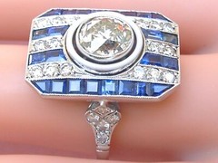 2.45Ct White Round & Blue Princess CZ Vintage Ring In 925 Sterling Silver
