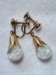 Vtg. Opalite Gold Filled Earrings 1/20th 12K GF Signed Great Condition