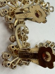 Vintage Earrings Clip On Climber Purple Spray Signed Coro