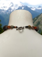 Stunning Heavy Vintage Sterling Silver Ammonite Snail Beaded Pendant Necklace
