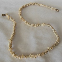 Unisex Beige Cream Puka Heishi Shell Choker Necklace 16 Inches