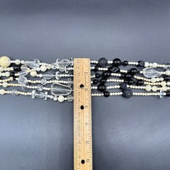 Vintage Statement Necklace Kylo Kai Yin Lo 6 Strand Stone Glass Plastic Bead 80s