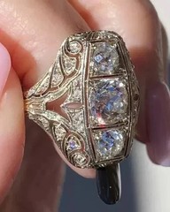 3Ct Art Deco Style Lab Created Diamond Wedding Engagement 14K White Gold FN Ring