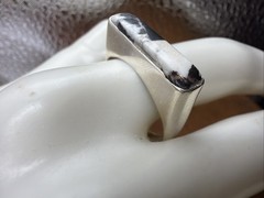 Southwest Modernist White Buffalo Bar Ring Size 10 Sterling Silver Signed GSX