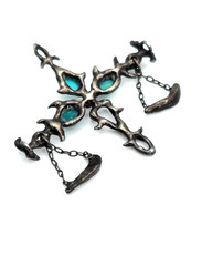 Vintage Sterling Silver Turquoise Balance Scale Pendant One of a Kind OOAK