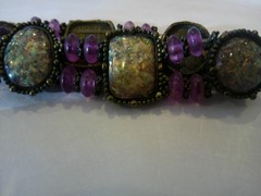 Vintage FLORENZA Gold Tone Bracelet Rhinestone Victorian Style ANY HELP W/STONE