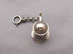 Vintage STERLING TANKARD CHARM on CHAIN-Working Lid