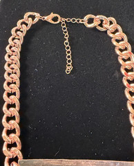 NENA Rose Gold-Tone Cuban Link Chain LOVE Plate Choker Necklace & Earrings Set