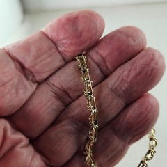 10K Yellow Gold Tennis Bracelet with Blue Topaz 7 inches 5.2g [9031]