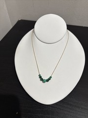 1/20 14K Yellow Gold Filled Chain Necklace With Small Green Beads 18”