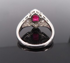 Vintage 1.17ct Vivid Red Ruby & 0.68ct Diamond Platinum Cocktail Ring Size 7