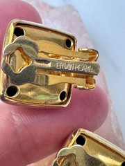 Vintage 1980’s ERWIN PEARL Chunky Gold Tone 3D PYRAMID Studs, Clip-On Backs
