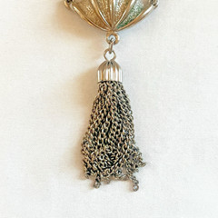 Vintage Silver Tone Articulated Cage Tassel Pendant 4.75″ Statement