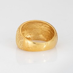 80s Portuguese Shimmer Ring 19k Yellow Gold Dome Band Sz 7.25 Fine Jewelry