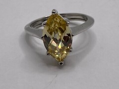 Vintage Avon Marquise-Shape Pale Yellow Stone in Silvertone Ring (Size 7)