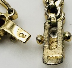 Vtg. 925 Gold Vermeil Ruby Colored Rhinestones & Cubic Zirconia Tennis Bracelet