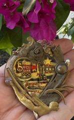Vintage John Wind Maximal Art Large Mixed Material Heart Shape Brooch Pin