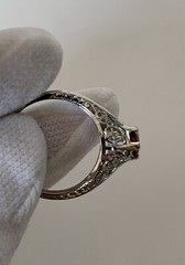Art Deco Belais 18k White Gold Filigree Ring w/ Ruby – Appraised $2,650
