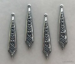 #3459 ANTIQUED STERLING SILVER PLATED CELTIC TEARDROP ER W/HANG RING – 6 Pc Lot