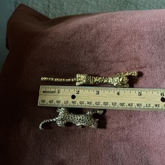 Vintage Black And Gold Tone Tiger Shoulder Pin Emerald Eyes & Leopard Pin