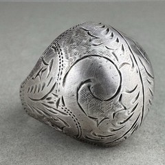 Vintage Sterling Silver 925 Oxidized Boho Etched Wide Round Domed Ring Size 7.75