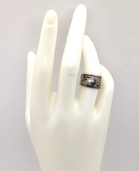 Vintage RING KUBACHI Silver⭐️916 stamp Star ussr with Blackening-size: 6.5US #13