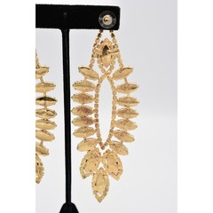 Vintage Y2K Crystal Chandelier Dangle Earrings AB Rhinestone Gold Chunky Bin1