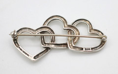 Vintage Tiffany & Co. Triple Heart Sterling Silver 925 Pin Brooch 1984 5.87g