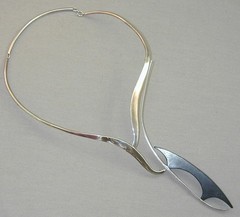 Fantastic Mid Century Modern Sterling Ebony Sculptural Mobile Necklace STATEMENT