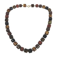 Vtg 60s~Scottish Style Almandine Garnet Beaded Necklace~Earthtones~18″
