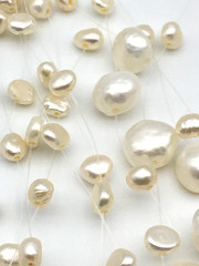 Floating Fresh Water White Pearls 3+ Strands ST Rhinestone Clasp 17″ Neckace