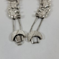 Vintage Pewter Noah’s Ark Animal Silver Tone 7.6″ Slide Clasp Bracelet