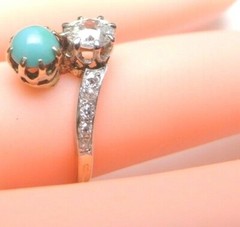 Antique Art Deco Diamond Engagement Plat 18KY Ring Size 5 UK-J1/2 EGL USA
