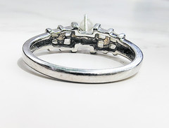 14K White Gold .69ct Marquise & Baguette Natural Diamond Ring Size 6 5g Vintage