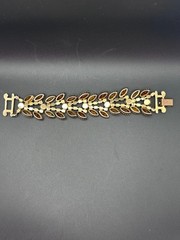 VTG Juliana Style Topaz Amber Rhinestone 5 Link Bracelet 7″ Mid Century Unsigned