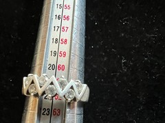 Modernist 925 Sterling Silver Zig Zag CZ Size 9.75