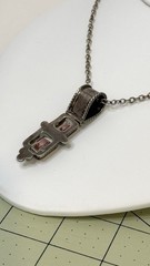 Vintage Sterling Silver 950 Pendant Necklace w/ Pink Czech Glass Stones, 20g