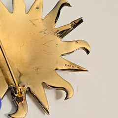 Vintage Vermeil Sterling Silver Brutalist Sun Pendant/Brooch 1.5inches 12g