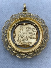 VINTAGE HANDMADE Solid 22K Yellow Gold DIKRAN THE GREAT of ARMENIA Charm Pendant