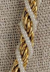 Vintage Crown Trifari Gold Tone White Seed Bead Rope Necklace 29 in